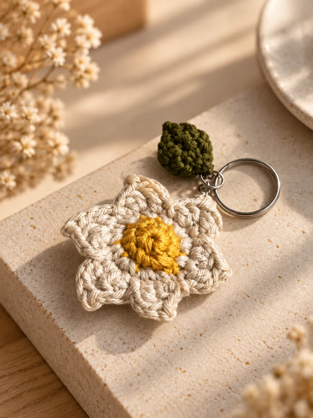 Little Daisy โ Crochet Flower Keychain