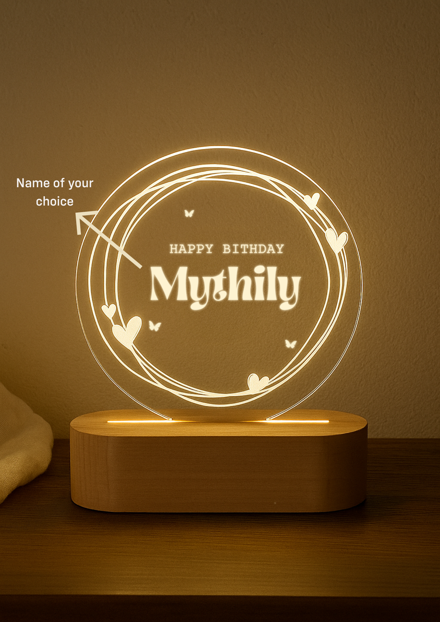 Glowing Circle Lamp with Custom Name — photo 3