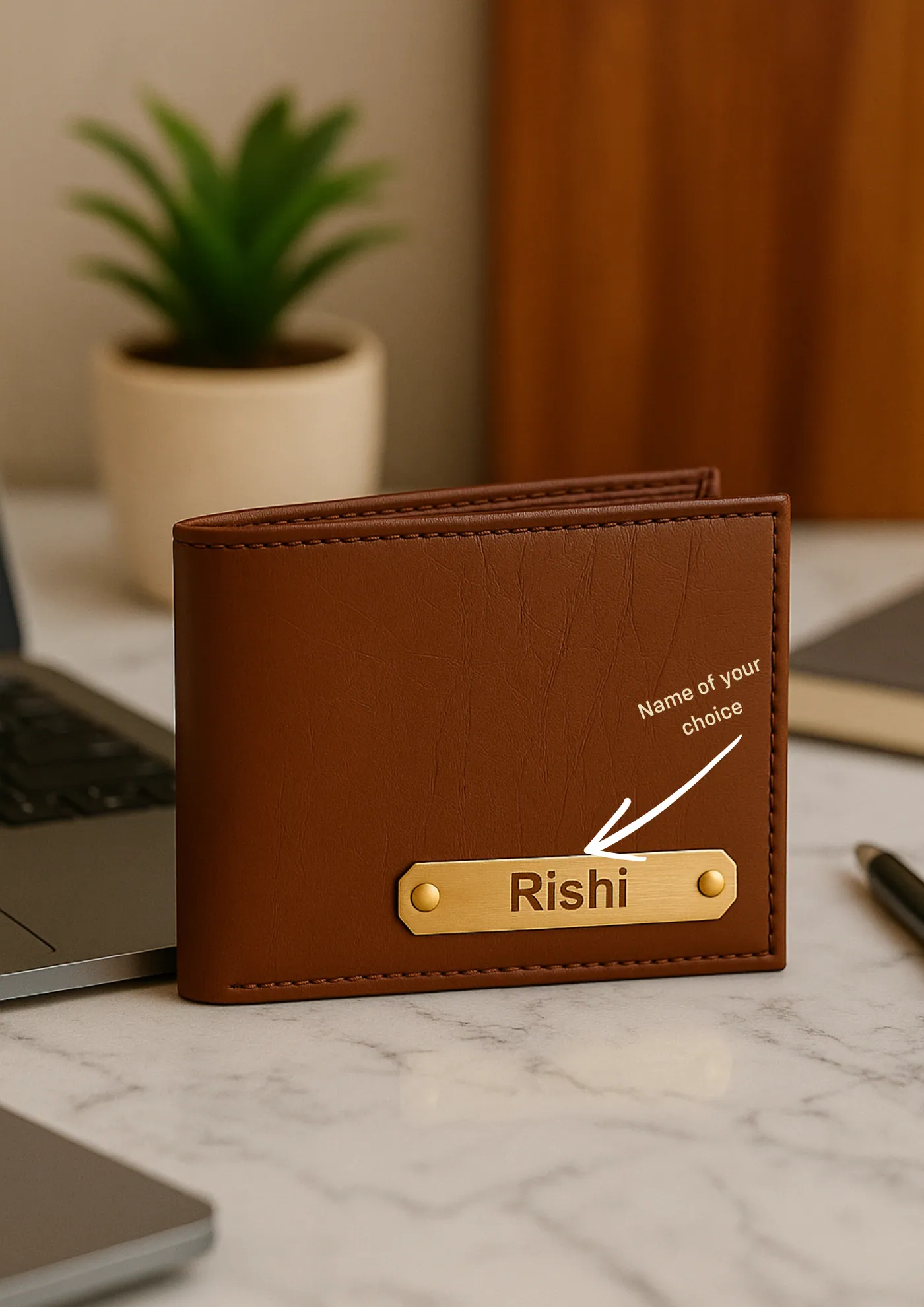 Customized Leather Wallet with Nameplate