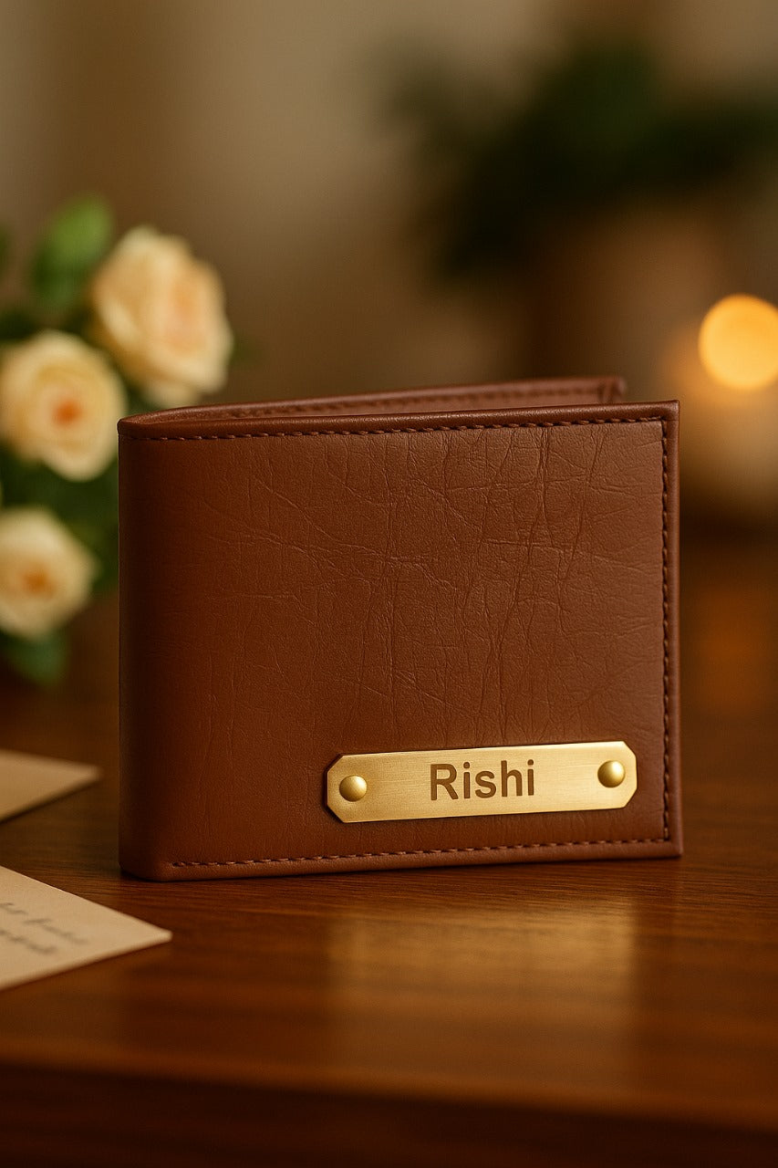 Customized Leather Wallet with Nameplate