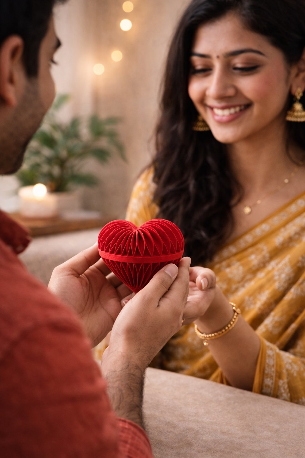 Heart-Shaped Proposal Ring Box