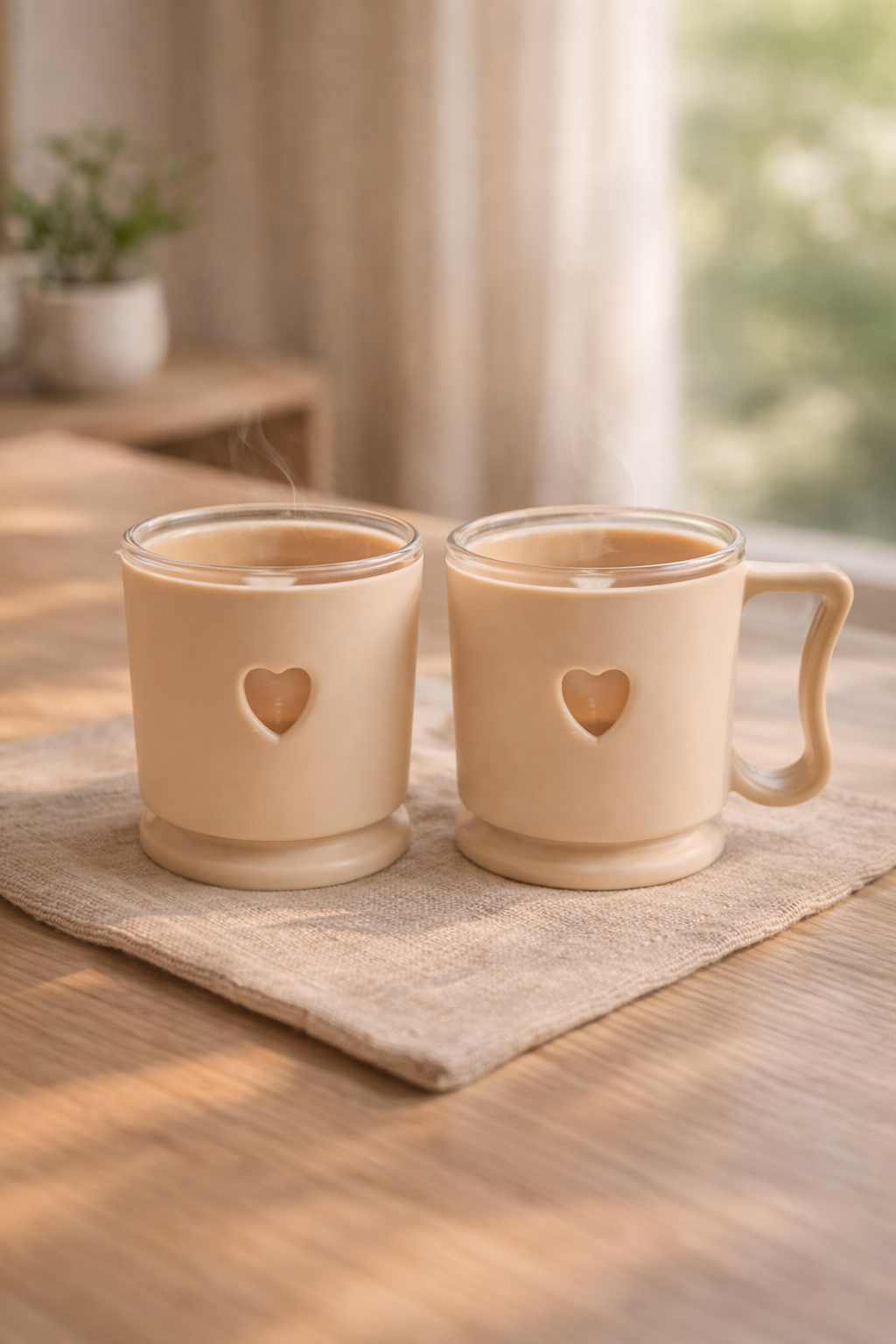 Elegant Mini Heart Mug Set for Couples