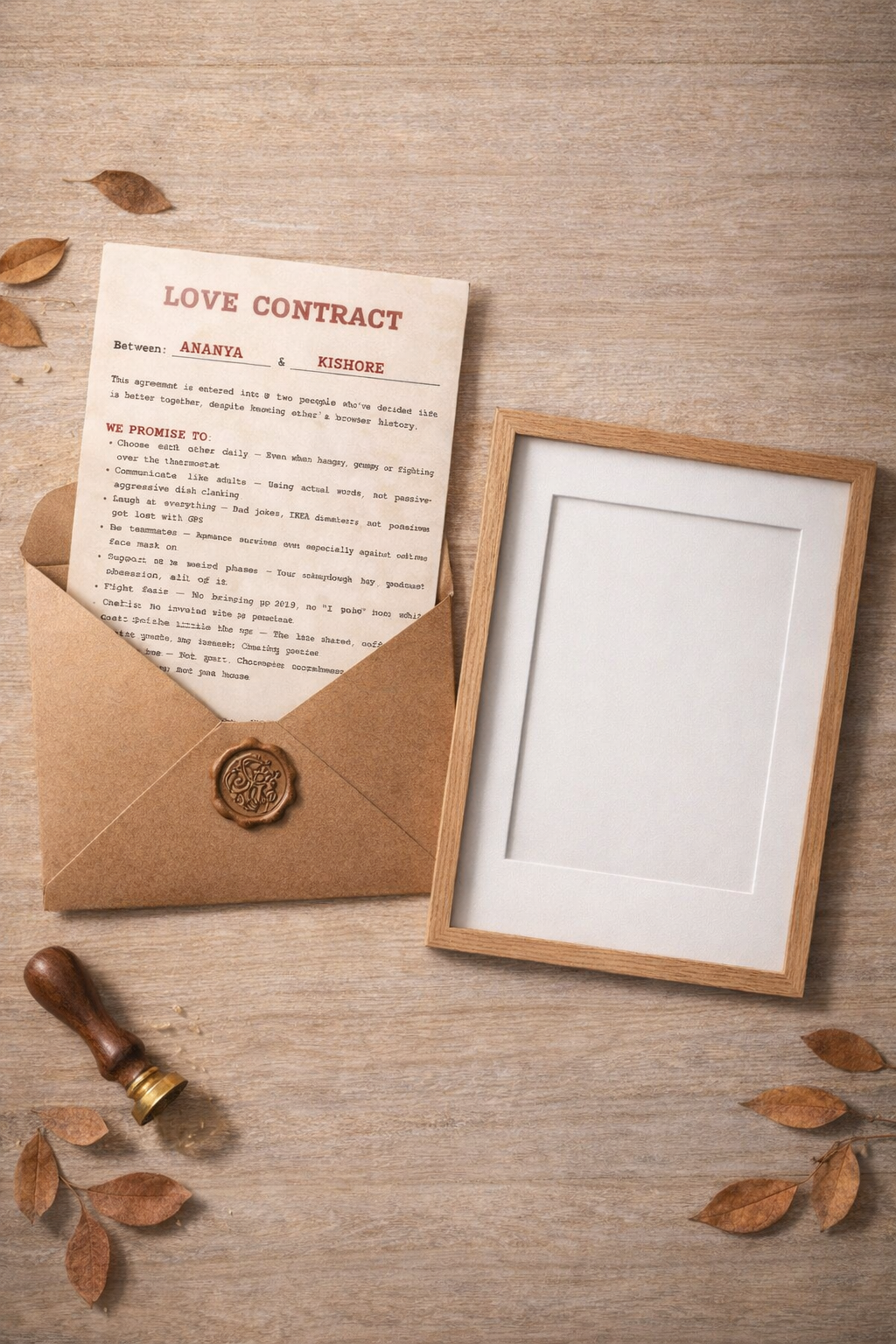 Personalized Love Contract for Couples – Custom Promise Agreement — photo 3