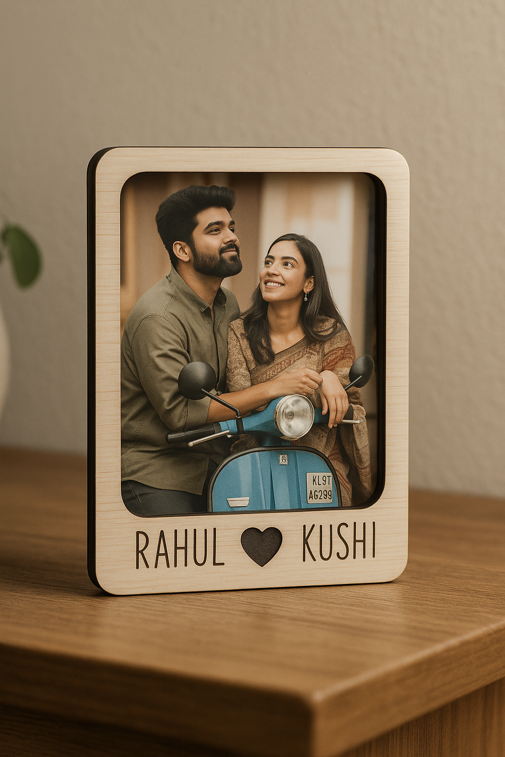 Personalized Wooden Fridge Magnet with Couple Names Engraved