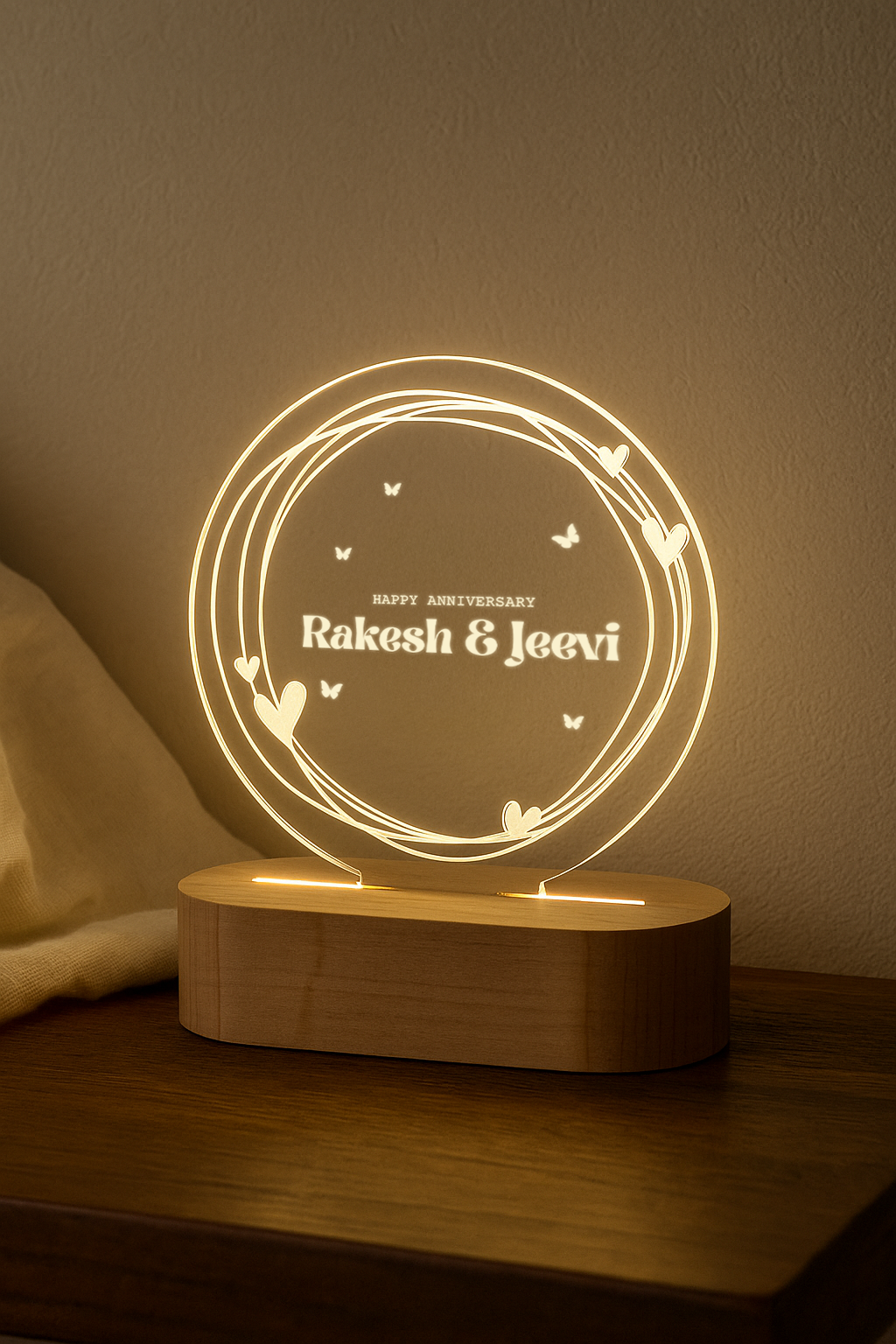 Romantic Couple Name Lamp with Date Highlight