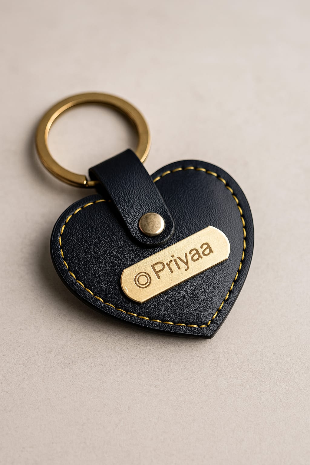 Personalized Leather Keychain with Name Engraving