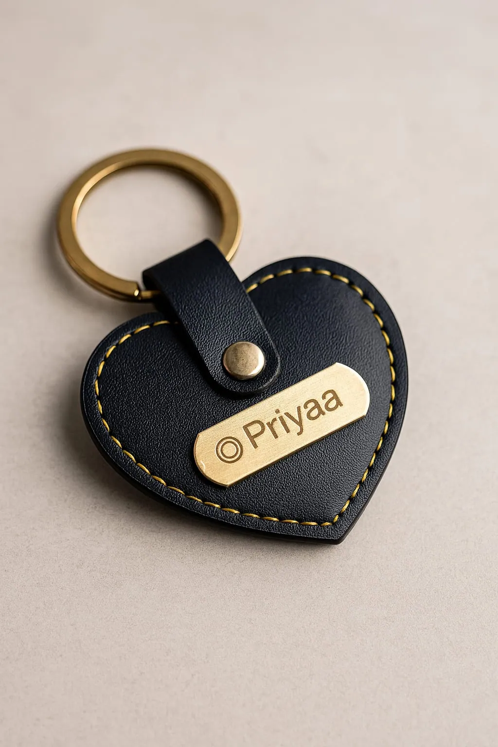 Personalized Leather Keychain with Name Engraving