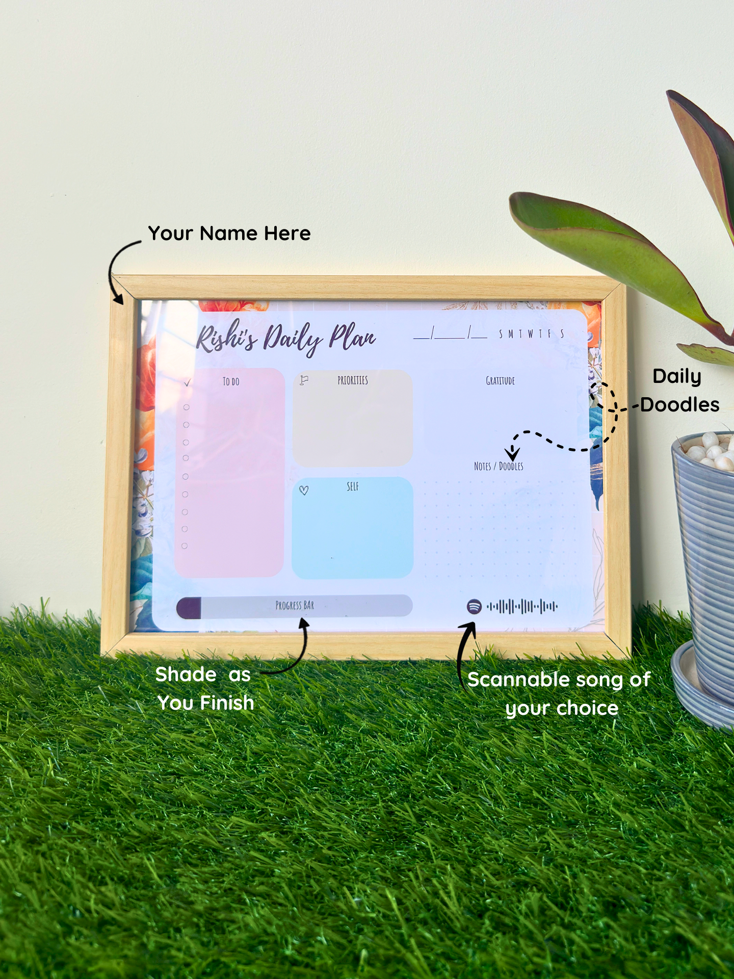 Personalized Rewritable Daily Planner Frame